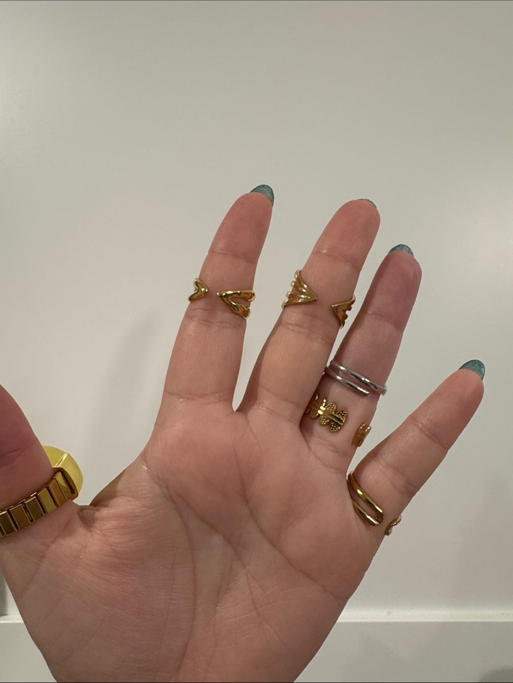 Gold Stackable Rings and Watch ring (works) Set -adjustable - Picture 6 of 6